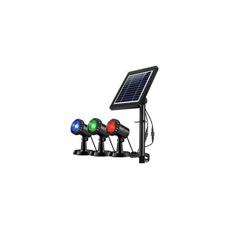 Projecteurs LED Solaires imperméables 3 GRB Lampes,Eéglable IP68 étanche Lampe Solaire Lumières Solaires pour Extérieur Jardin Piscine étang Cour Mur Route-Auto on/Off (Rouge Vert Bleu) (1/5)