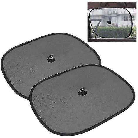 Lot de 2 pare-soleil de vitre de voiture à ventouses, accessoires auto, visière latérale en maille, protection solaire noire (1/5)