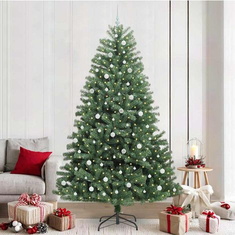 Künstlicher klappbarer Weihnachtsbaum mit 300 LEDs Grün 240 cm (1/5)