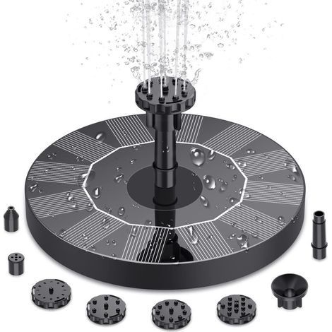 Schwimmender Solar-Vogelbrunnen mit 6 Düsen, integriertem Panel, umweltfreundlich, für den Gartenteich (1/5)