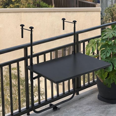 Table à balcon suspendue pliable en métal noir 62 x 60 x 85,5 cm (1/5)