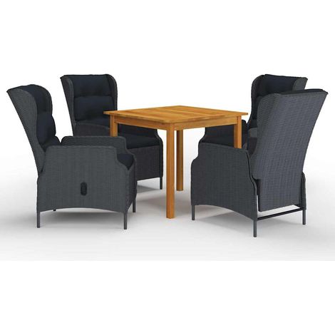 Ensemble à manger de jardin 5 pcs-Salon de jardin Gris foncé 617310 (1/5)