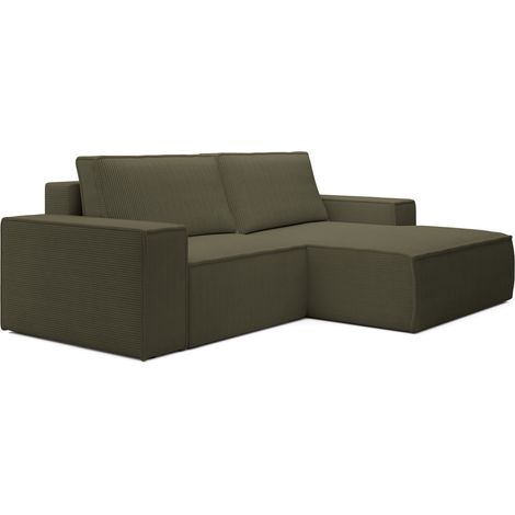 Selsey Farese Mini – Ecksofa mit Cordbezug, Schlaffunktion und Stauraum, Olivgrün, rechts (1/5)