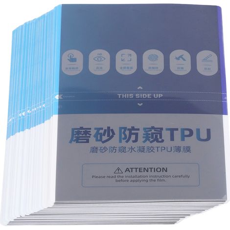 50 protections d'écran pour téléphone portable, film hydrogel TPU souple, givré, anti-espionnage et anti-transpiration.
