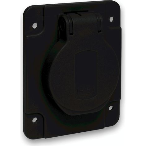 PratiKa socle de prise NF 65x85mm 2P+T 10-16 A IP54 connex. arr. noir SCHNEIDER PKN61N (1/2)