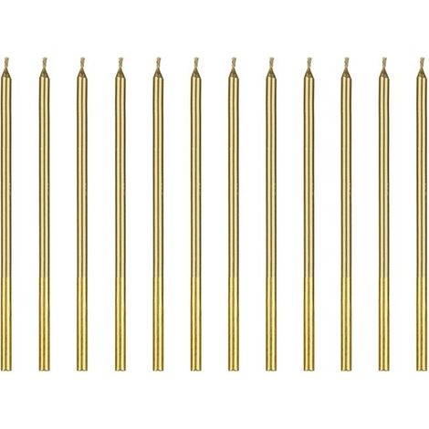 Candele di compleanno dorate lisce, 14 cm