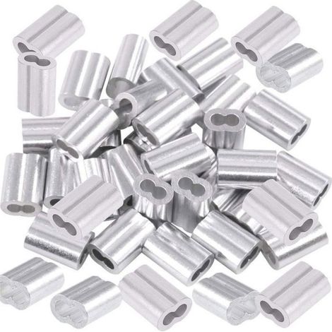 Manchon À Sertir - Aluminium 6 mm - Pour Câbles Métalliques - 50 Pièces (1/5)