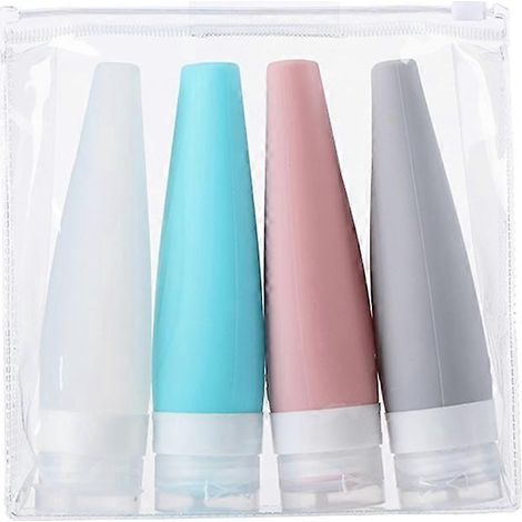 Contenants de voyage pour articles de toilette, flacons souples en silicone pour shampoing et après-shampoing (1/5)