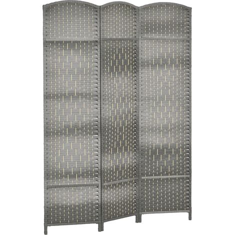 Dreiteiliger, faltbarer Raumteiler aus Holz für Wohn- oder Schlafzimmer, 135 x 180 cm, Grau
