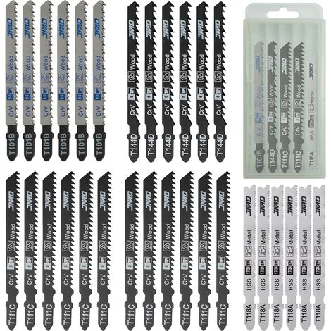 30 Pièces T118A T101B T144D T111C Lames de Scie Sauteuse Assorties pour Métal et Bois Compatible avec etc (1/5)
