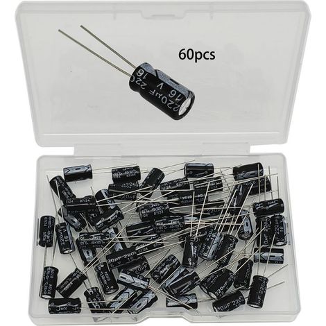 60 Pièces Condensateur 220uF 16V Radial Condensateurs Électrolytiques en Aluminium 220μF 16Volts 6.3x12mm Electrolytic Capacitor 220 uF 0.25x0.47 Pouce (1/5)