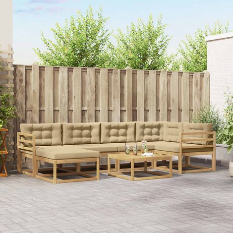vidaXL Outdoor-Sofagarnitur 7 pcs Weiß und Beige (1/5)