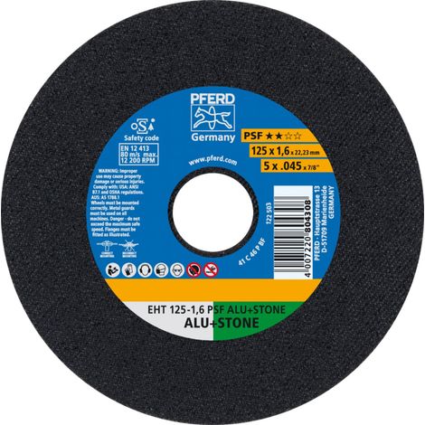PFERD TOOLS Trennscheibe EHT 125x1,6x22,23 mm gerade Uni.-Linie PSF ALU+STONE für Alu/NE-Met./Stein/PVC 25 Stk (1/4)