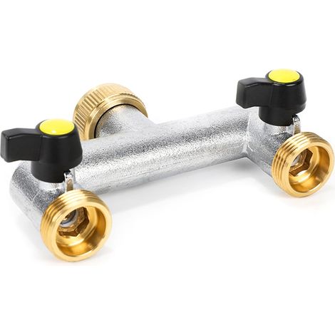 Robinet de jardin en laiton 3/4", arroseur de jardin à 2 voies (1/5)