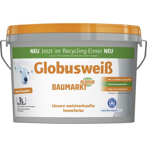 Globusweiß Wandfarbe weiß matt 1 L Innen