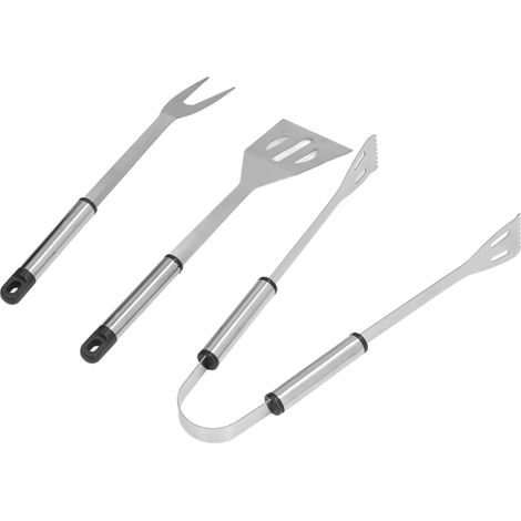 Kit de 3 outils de barbecue en acier inoxydable : fourchette, pelle et pince robustes pour grillades