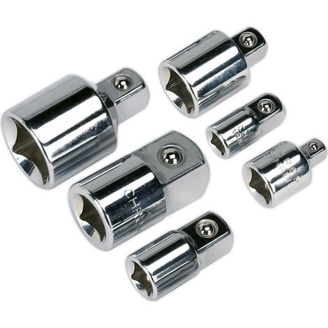 Sealey Socket Adaptor Set 6pc Reducer Step Up Converter Kit Chrome AK2736