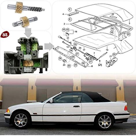 Kit de réparation de remplacement des engrenages du moteur de verrouillage de capote pour BMW E36 et E46 (1/4)