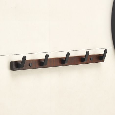 Attaccapanni murale decorativo per cappotti borse asciugamani cappelli, nero, 5 ganci (1/5)