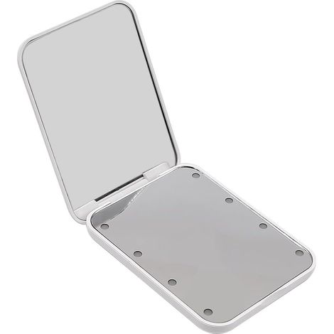 Mini miroir de poche LED petit miroir cosmétique avec léger, compact, pliable, rectangle double face, blanc