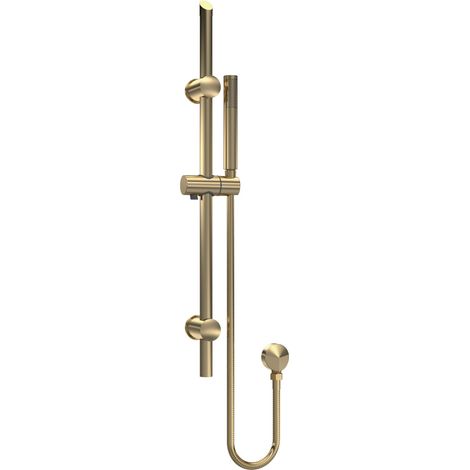 Round Slide Rail Shower Kit with Outlet Elbow - Brushed Brass