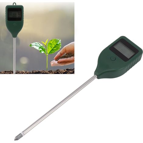 Drei-in-Eins-Bodenanalysator: pH-Meter mit grüner Hintergrundbeleuchtung, Bodenfeuchtigkeitsmesser, Nährstoffverträglichkeitstester für Topfpflanzen. (1/5)