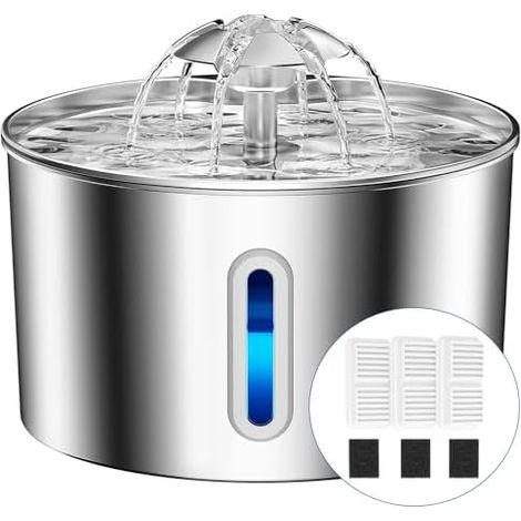 Fontaine Chat Inox, 2,2L, Ultra Silencieuse, Cble, Facile Nettoyage, 304, Eau, Animal, Compagnie (1/5)