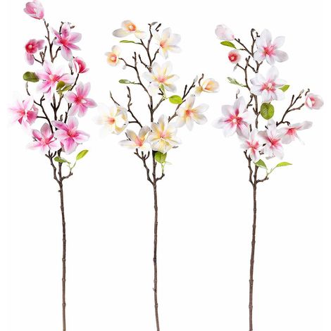 Rami di magnolia fiorita artificiale, set da 6 pezzi, cm 44 H (con gambo 83)