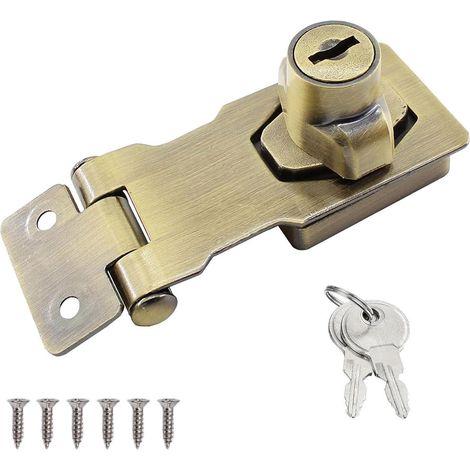 Verrou de porte avec bouton rotatif et clé, acier inoxydable, bronze, 3 pouces