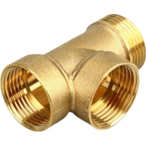 Répartiteur 3 voies en laiton - 1 x AG DN25 1", 2 x IG DN25 1" - Raccord en T - Pour pompe, station d'eau domestique, chaudière à membrane et eau potable (1/5)