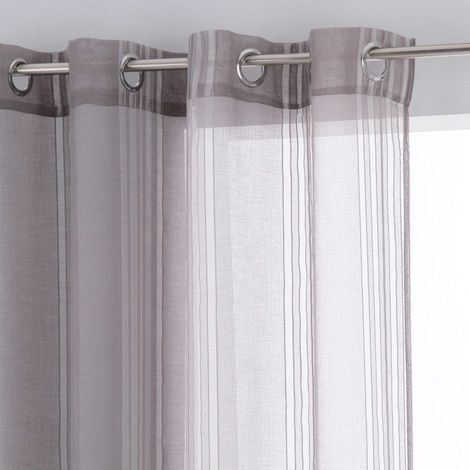Voilage tissé lignes verticales "Lisa" 140 x 240 cm - Gris - Gris - (1/4)