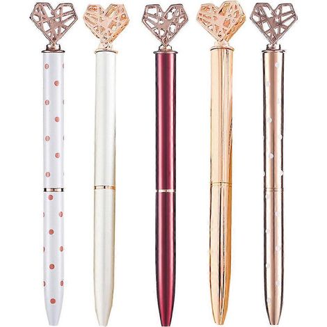 Lot de 5 stylos à bille créatifs, adorables stylos à encre pour l'école, les examens et les signatures-13.2x1.2cm