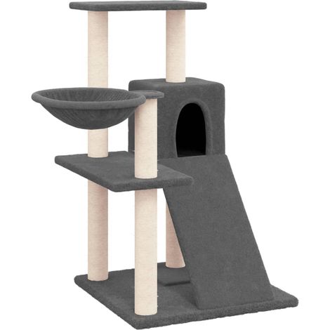 Tiragraffi per gatti Mobili per arrampicata su torre Tiragraffi Piattaforma da arrampicata con tiragraffi in sisal scuro 82 cm grigio 020022705