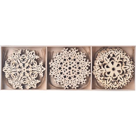 Adorno De Copo De Nieve En Madera - Para Decoración Navideña Rústica Y Artesanía DIY - 1 Unidad (1/5)