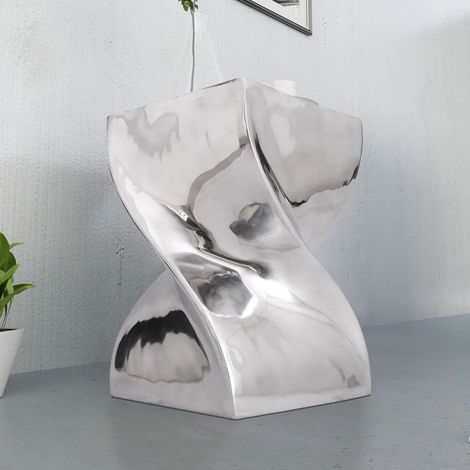 Maison Exclusive - Sgabello/Tavolino Forma Attorcigliata in Alluminio Argentato (1/5)