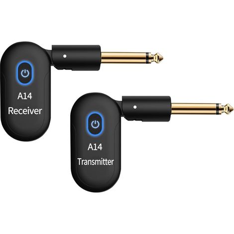 Émetteur et récepteur sans fil .4GHz pour guitare basse électrique, adaptateur audio rechargeable avec portée de 30 m, rotation à 90 degrés, faible latence pour le direct (1/5)