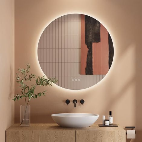 Dripex Miroir Salle de Bain 70cm, Miroir LED Rond Anti-buée, 3 Couleurs, Dimmable, Interrupteur Tactile (1/5)