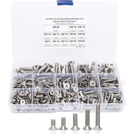 260 Stück Flachkopfschrauben M4, M5, M6 aus Edelstahl 304 für Elektronik (1/5)