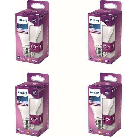 Philips Conjunto Pack E27 Bombilla Estándar Mate 100W No Regulable Luz blanca fría - 4 unidades (1/3)