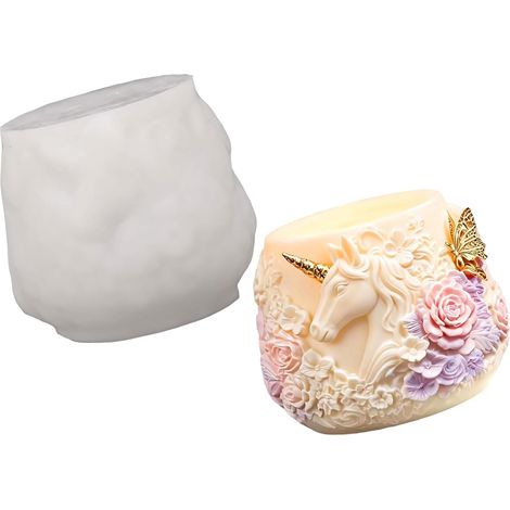 Moule en silicone artisanal pour tasse à relief floral, moule en résine pour la fabrication de bougies avec un design en relief détaillé pour la décoration de la maison, les projets de jardinières (1/5)