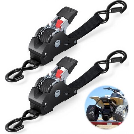 2x Automatik Spanngurt mit Ratsche, 3m, S-Haken, 750kg Bruchlast