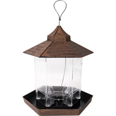 Comedero para pájaros de exterior, comedero colgante, herramienta para alimentar aves y observar la naturaleza (marrón, 1 unidad) (1/5)