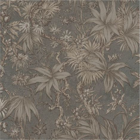 Exclusive luxury wallpaper wall Profhome 790473 hot embossed non-woven wallpaper slightly textured with floral ornaments and metallic effect grey platinum beige grey anthracite grey 5,33 m2 (1/5)