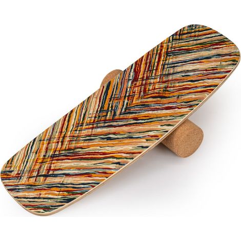 Balance board 79 x 28 cm migliora la coordinazione e la postura design colorato in legno di betulla e sughero 200017338