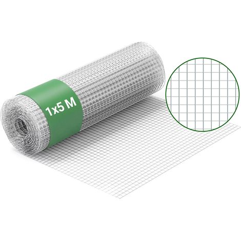 Wiltec Maschendrahtzaun 100 cm x 5 m, 0,7 mm Drahtstärke 12 x 12 mm Maschengröße, Volierendraht aus Stahl verzinkt, Drahtgitter, Vogeldraht (1/5)