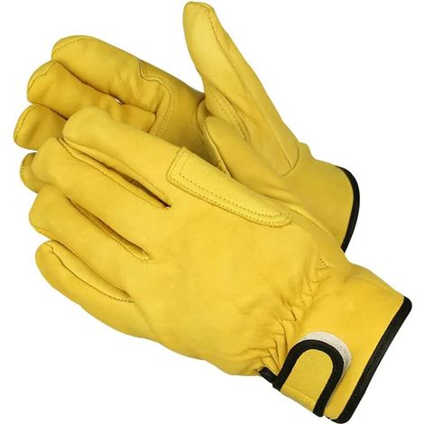 Gants de Travail en Cuir, Sélectionnés pour Leur Excellent Tissu et Leur Coupe Flexible Avec Fermeture Auto Agrippante, Un Outil de Protection pour Le Travail Quotidien dans Le Jardin(Jaune ) (1/5)