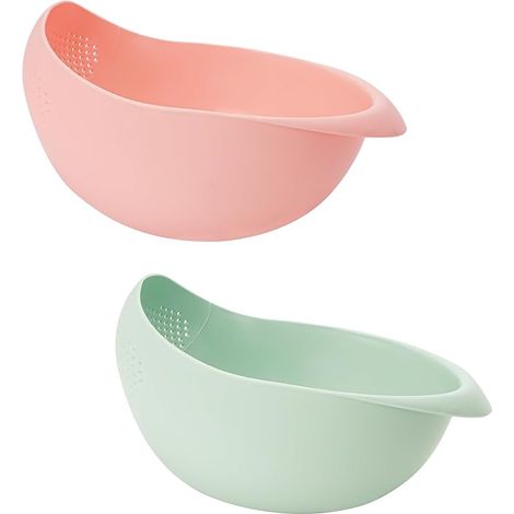 Lot de 2 bols à riz/égouttoir de style japonais, ustensile de cuisine polyvalent pour laver les fruits et légumes, et égoutter les pâtes. (1/5)
