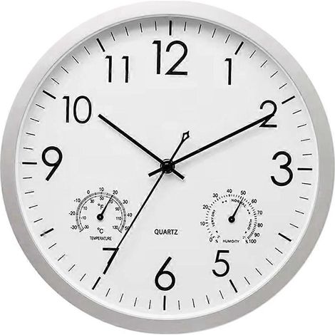 Horloge décorative avec thermomètre et hygromètre, grande horloge murale --- (1/5)