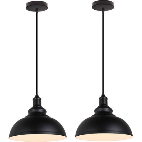 (2PCS)Vintage Pendant Light Black Industrial Ceiling Light Classic Modern Chandelier Iron Metal Pendant Lights For Bar Cafe Office
