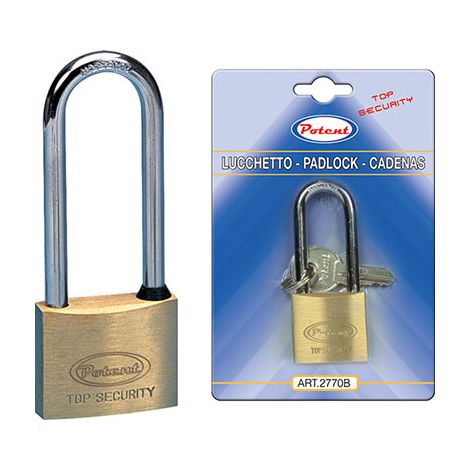 LUCCHETTO ARCO LUNGO 2700B POTENT - OTTONE ARCO CROMATO CHIAVI 2 MM 30X41- 12 pezzi